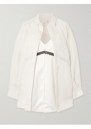 Sacai - Layered Embroidered Silk And Cotton-blend Mini Dress - Off-white - 1,2,3,4