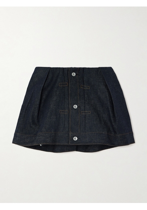 Sacai - Pleated Topstitched Denim Shorts - Blue - 1,2,3,4