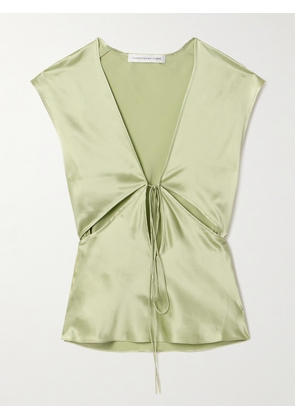 Christopher Esber - Triquetra Cutout Silk-satin Tank - Green - UK 6,UK 8,UK 10,UK 12,UK 14