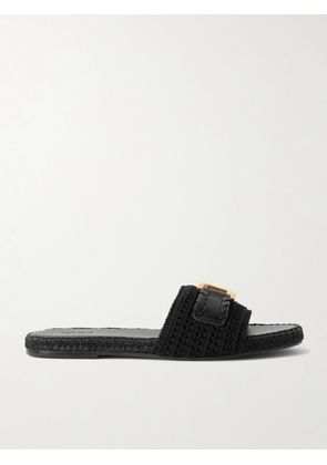 Chloé - Marcie Leather-trimmed Crocheted Slides - Black - IT35,IT36,IT37,IT38,IT39,IT40,IT41