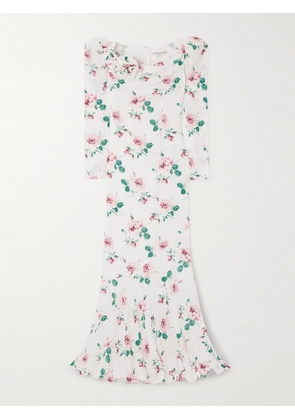Alessandra Rich - Ruffled Floral-print Silk-crepe De Chine Gown - White - IT36,IT38,IT40,IT42
