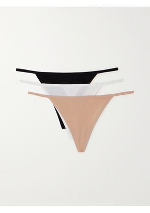 Skin - + Net Sustain Gisella Set Of Three Stretch Organic Pima Cotton-jersey Thongs - Multi - x small,small,medium,large