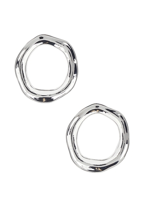 Ettika Open Circle Earrings in Metallic Silver.
