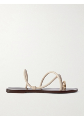 Emme Parsons - Laurie Embellished Leather Sandals - Ivory - IT35,IT36,IT37,IT38,IT39,IT40,IT41,IT42