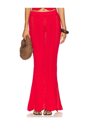 Cin Cin Soda Knit Maxi Skirt in Red. Size L. Also in XS, S, M, XL.