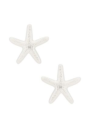 Ettika Statement Starfish Stud Earrings in Metallic Silver.