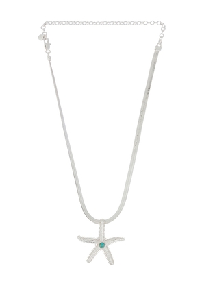 Ettika Mermaid Cove Starfish Pendant Necklace in Metallic Silver.