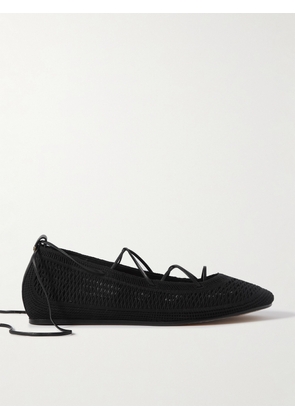 Isabel Marant - Belna Leather-trimmed Woven Ballet Flats - Black - FR36,FR37,FR38,FR39,FR40,FR41