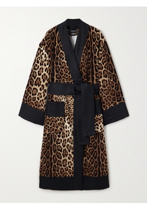 Dolce & Gabbana - Leopard-print Cotton-terry Robe - Brown - x small,small,medium,large,x large