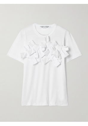 COMME DES GARÇONS COMME DES GARÇONS - Bow-detailed Cotton-jersey T-shirt - White - x small,small,medium,large