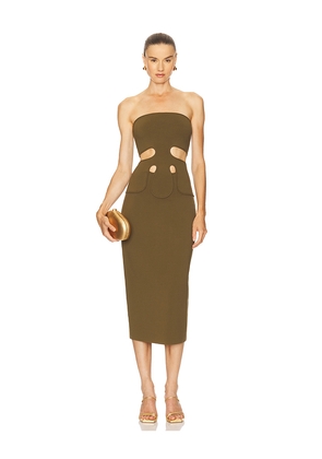 Cult Gaia Brunelo Dress in Olive. Size L. Also in S, M, XL.