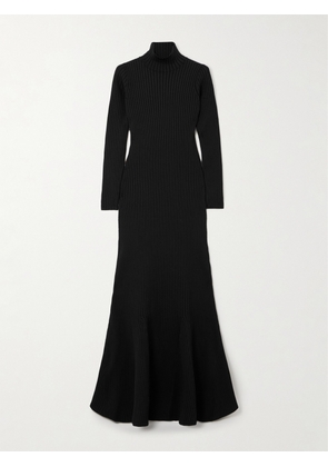 Balenciaga - Turtleneck Ribbed Silk-blend Maxi Dress - Black - XS,S,M