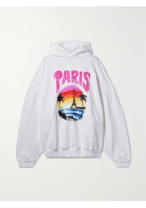 Balenciaga - Oversized Printed Cotton-jersey Hoodie - White - 1,2,3,4