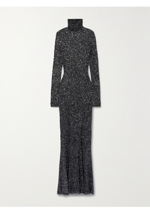 Balenciaga - Sequined Stretch-knit Turtleneck Maxi Dress - Black - XS,S,M,L