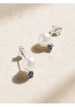 Mikimoto - 18-karat White Gold, Pearl And Sapphire Earrings - One size