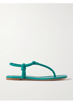 Gianvito Rossi - Juno Thong Knotted Leather Sandals - Blue - IT36,IT37,IT37.5,IT38,IT38.5,IT39,IT39.5,IT40,IT40.5,IT42