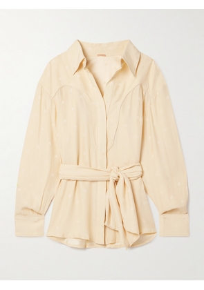 Johanna Ortiz - + Net Sustain Bonanza Belted Embroidered Silk Crepe De Chine Shirt - Ecru - US2,US4,US6,US8,US10