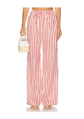 AEXAE Linen Drawstring Pant in Red. Size S. Also in XS.