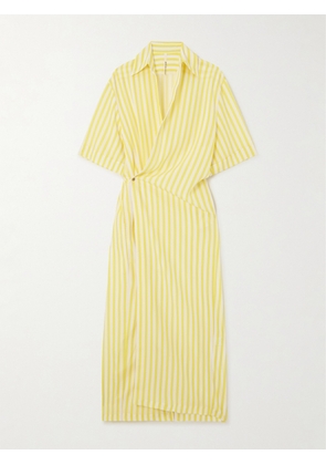PETAR PETROV - Striped Silk-crepon Maxi Dress - Yellow - x small,small,medium,large