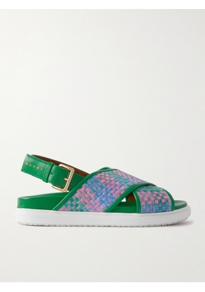 Marni - Fussbett Raffia And Leather Slingback Sandals - Green - IT35,IT36,IT37,IT37.5,IT38,IT38.5,IT39,IT39.5,IT40,IT40.5,IT41