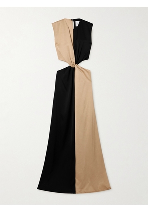 ESSE Studios - Gilded Cutout Twist-front Satin And Dupioni Gown - Black - UK 6,UK 8,UK 10,UK 12,UK 14