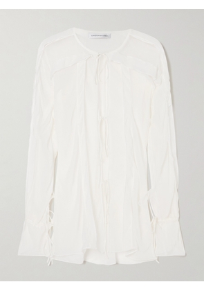 Christopher Esber - Tie-detailed Ruffled Silk-chiffon Blouse - White - UK 4,UK 6,UK 8,UK 10,UK 12,UK 14