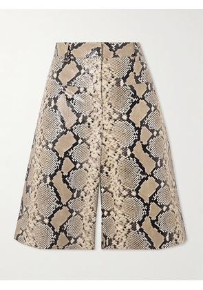 Jil Sander - Snake-effect Leather Shorts - Brown - FR 36,FR 38,FR 40,FR 42