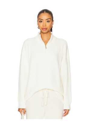 ALL THE WAYS Melanie Quarter Zip Sweater in Ivory. Size L. Also in M, S, XS.