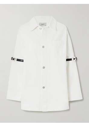 COPERNI - Oversized Leather-trimmed Paneled Denim Jacket - White - x small,small,medium,large,x large