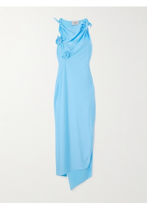 COPERNI - Floral-appliquéd Stretch-satin Gown - Blue - x small,small,medium,large,x large