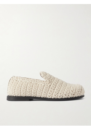 JW Anderson - Crocheted Leather-trimmed Cotton Loafers - Ivory - IT35,IT36,IT37,IT38,IT39,IT40,IT41