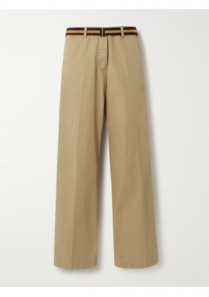 Dries Van Noten - Belted Cotton-twill Straight-leg Pants - Neutrals - FR 34,FR 36,FR 38,FR 40,FR 42,FR 44