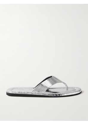 Proenza Schouler - Cooper Metallic Crinkled-leather Flip Flops - Silver - IT35,IT35.5,IT36,IT37,IT37.5,IT38,IT38.5,IT39,IT39.5,IT40,IT41