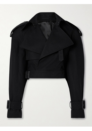 WARDROBE.NYC - Cropped Cotton-twill Trench Coat - Black - x small,small,medium,large,x large