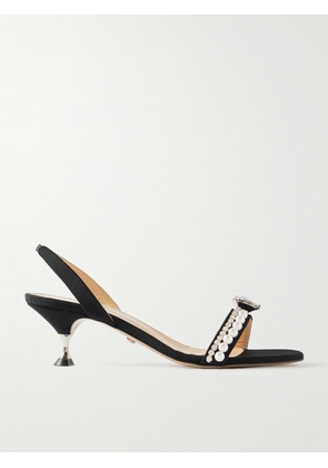 MACH & MACH - Diamond Of Elizabeth Embellished Faille Slingback Sandals - Black - IT35,IT36,IT37,IT37.5,IT38,IT38.5,IT39,IT39.5,IT40,IT41