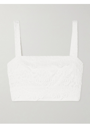 Carolina Herrera - Cropped Broderie Anglaise Cotton Top - White - US0,US2,US4,US6,US8