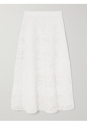 Carolina Herrera - Broderie Anglaise Cotton Midi Skirt - White - US0,US2,US4,US6,US8,US10