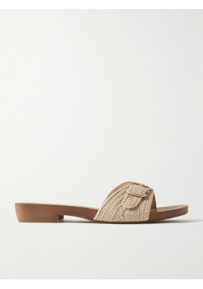 Gabriela Hearst - Clover Buckled Jute Slides - Ivory - IT35,IT36,IT37,IT37.5,IT38,IT38.5,IT39,IT39.5,IT40,IT41,IT42