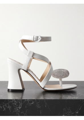 LOEWE - + Paula's Ibiza Calle Pebble Crystal-embellished Leather Sandals - White - IT36,IT37,IT38,IT39,IT40