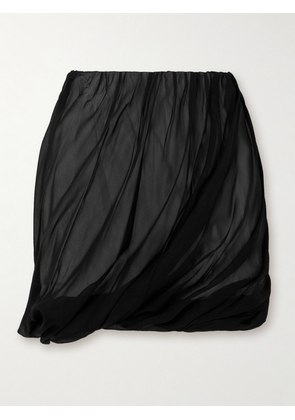 HELMUT LANG - Bubble Draped Silk-chiffon Mini Skirt - Black - x small,small,medium,large,x large