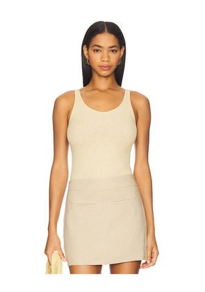 Enza Costa Military Rib Slim Tank Top in Beige. Size L. Also in S, M.