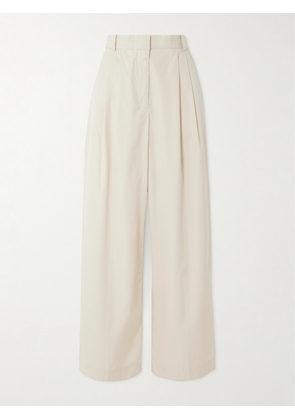 RÓHE - Pleated Cotton Wide-leg Pants - Neutrals - FR 34,FR 36,FR 38,FR 40,FR 42,FR 44