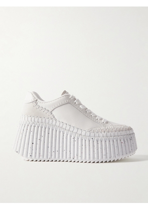 Chloé - Nama Suede-trimmed Leather Platform Sneakers - White - IT35,IT36,IT37,IT38,IT39,IT40,IT41,IT42