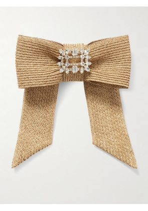 Roger Vivier - Broche Vivier Crystal-embellished Raffia Hair Clip - Neutrals - One size