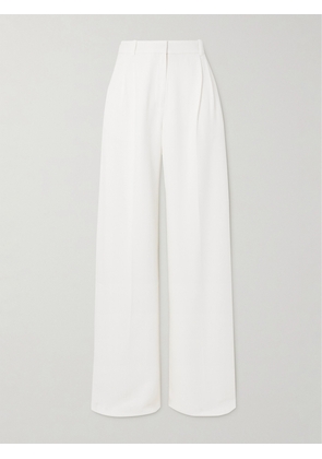 Saloni - Pleated Crepe Wide-leg Pants - Ivory - UK 4,UK 6,UK 8,UK 10,UK 12,UK 14,UK 16
