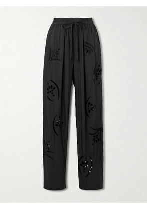 Isabel Marant - Hectorina Broderie Anglaise Modal-blend Wide-leg Pants - Black - FR 34,FR 36,FR 38,FR 40,FR 42,FR 44