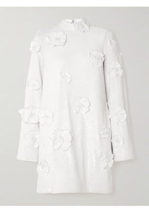 ROTATE BIRGER CHRISTENSEN - Appliquéd Sequined Recycled Woven Mini Dress - White - DK32,DK34,DK36,DK38,DK40,DK42
