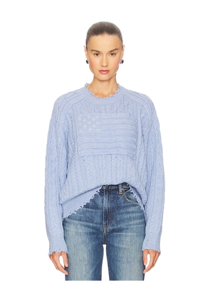 Denimist Oversized Cropped Shadow American Flag Sweater in Baby Blue. Size M. Also in XXS, S.