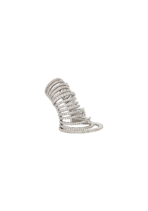 Bronx and Banco Crystal Coil Ear Cuff in Metallic Silver.