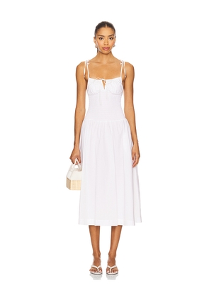 GUIZIO Lura Midi Dress in White. Size M. Also in XS, S.